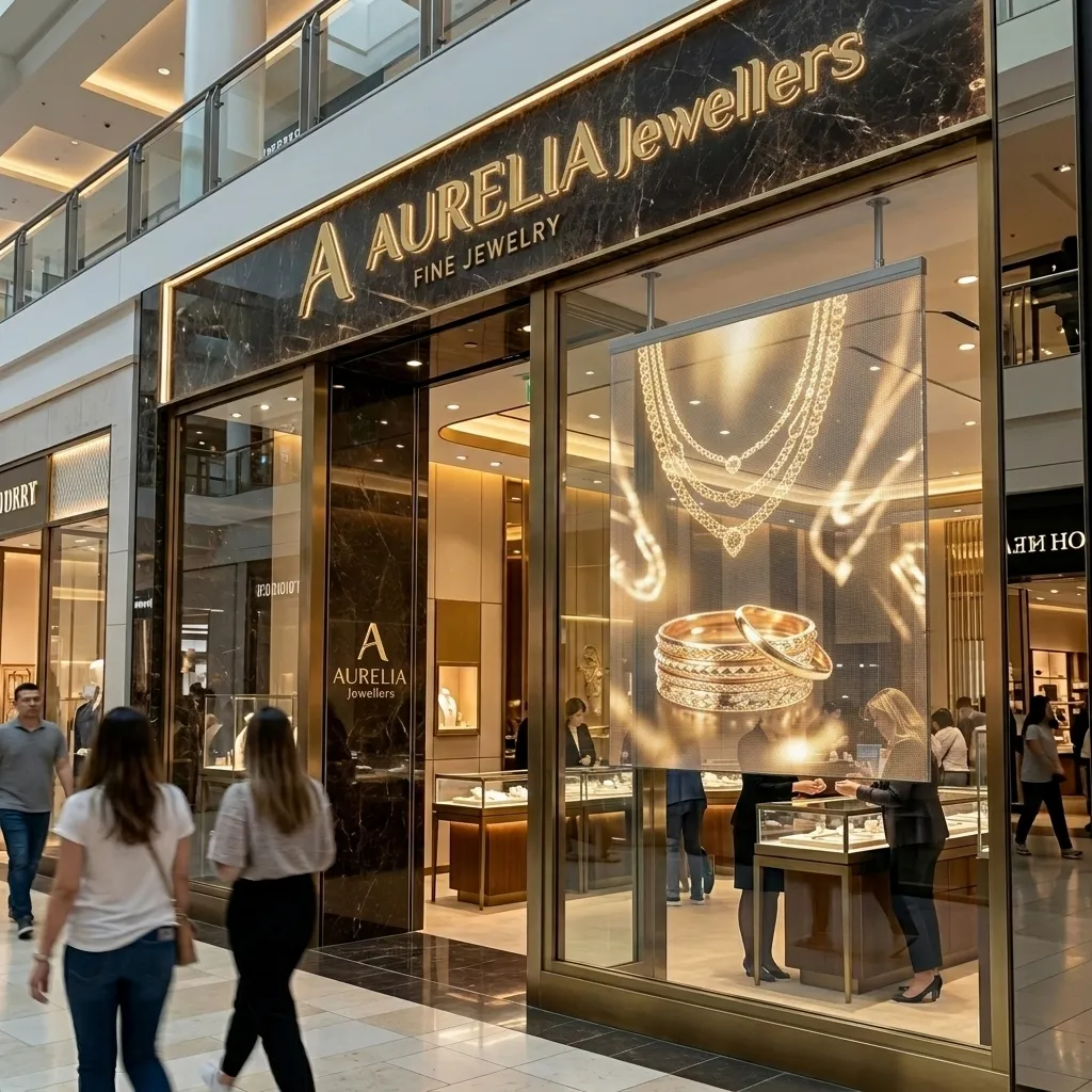 GUOJIA holographic invisible LED screen in a jewelry store
